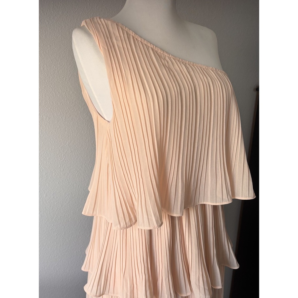 Lulus Blush Pink One Shoulder Midi Tiered Dress Summer Wedding‎ Vacation Medium - Picture 4 of 11